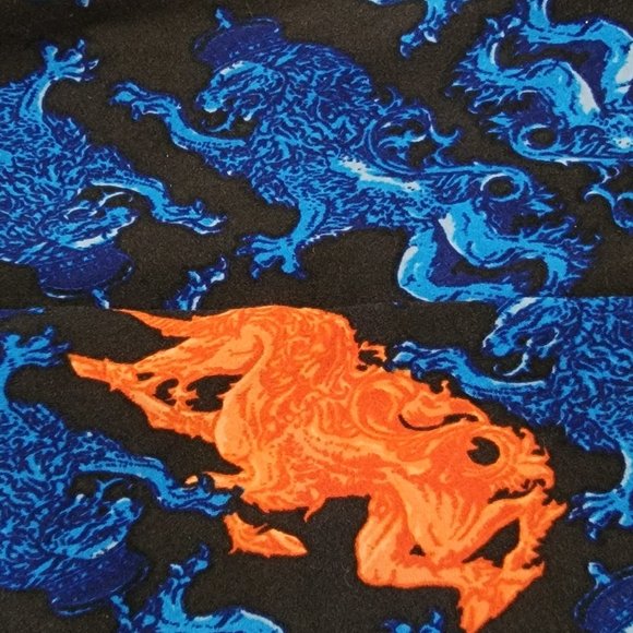 LuLaRoe Tall & Curvy TC Legging Blue Black Orange Mystical Mythical Dragon Lion - Picture 1 of 13